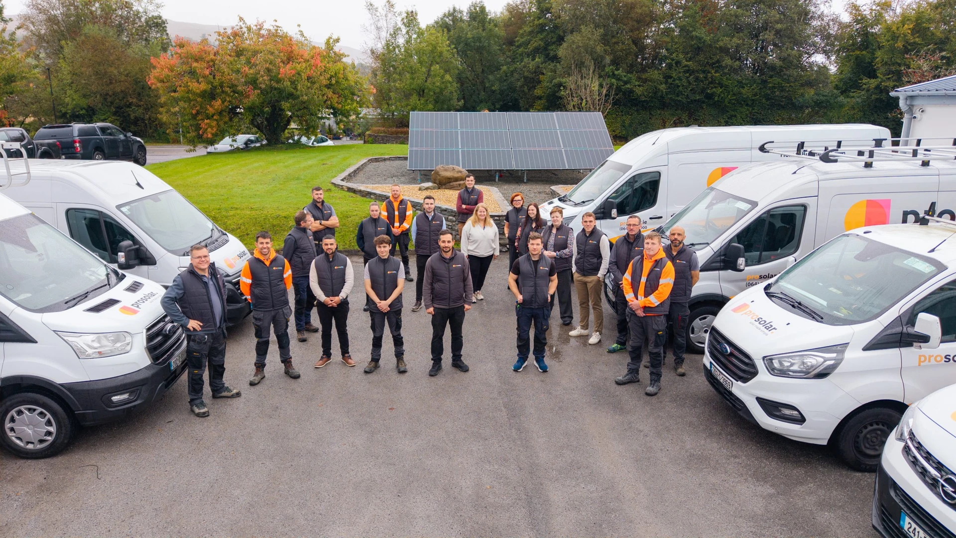 Aerial drone view of ProSolar solar installation
